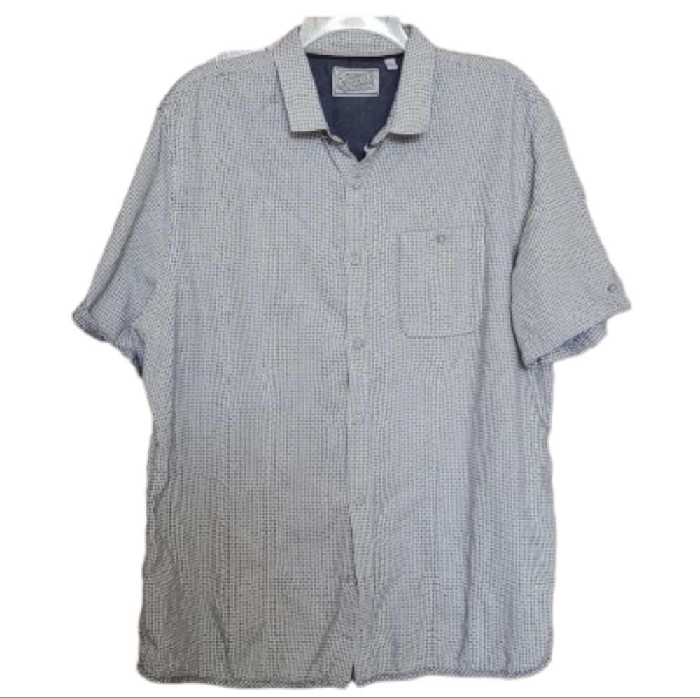 Jeremiah Mens Blue and White Patterned Short Sleeve Buttondown Shirt Size‎ XL